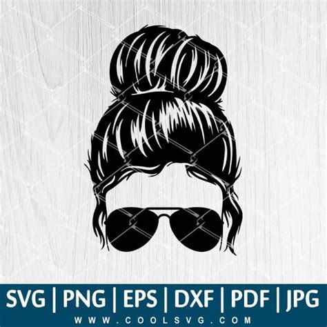 Messy Bun With Glasses SVG - Messy Hair Bun SVG - Messy Bun Lady SVG