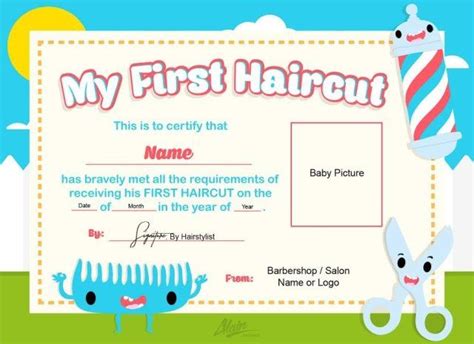 Free Printable 1st Haircut Certificate Printable Templates