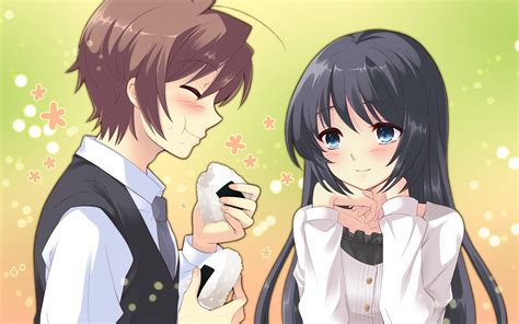Anime Couple Girl Boy Cute Long Hair Love Wallpaper