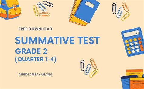Sample Summative Test For Grade 2 With Tos Mobile Legends