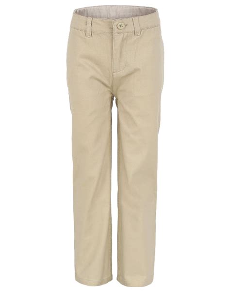 Boys Khaki School Uniforms Flat Front Cotton Twill Adjust Waist Pants