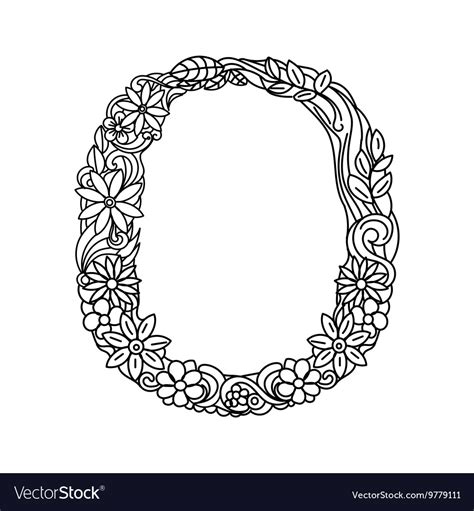 Letter O Coloring Book For Adults Royalty Free Vector Image