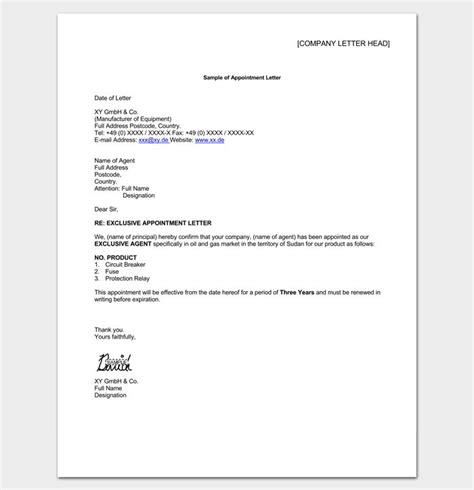 Agent Appointment Letter Sample Lettering Letter Sample Letter