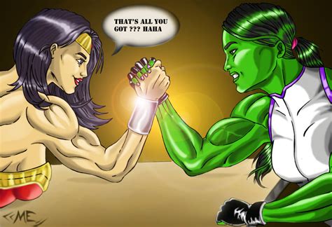 Wonder Woman Vs She Hulk Superhero Arm Wrestling