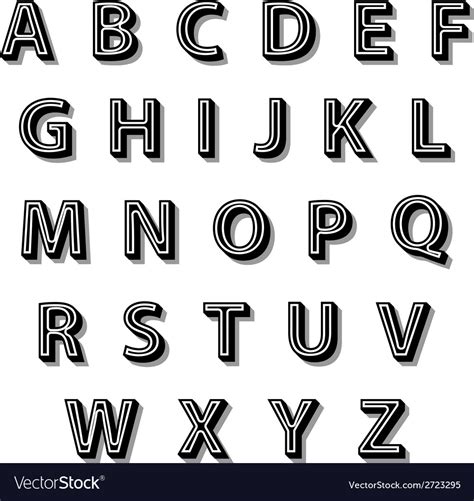Black 3d Font Alphabet Royalty Free Vector Image