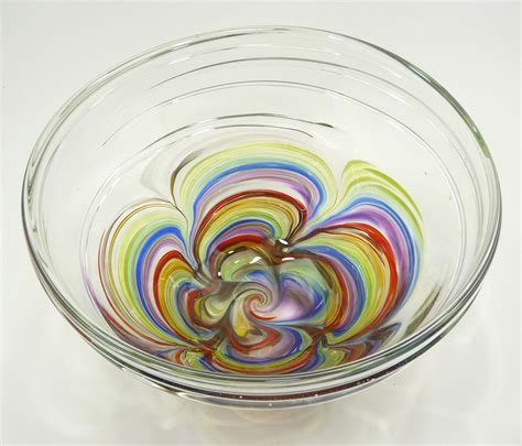 Very Large Hand Blown Glass Art Bowl Weighs 27 Lbs Made With Etsy
