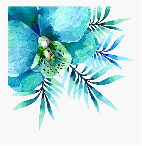 Teal Watercolor Flowers Png Free Transparent Clipart Clipartkey