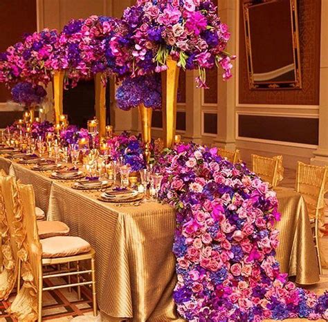 Extravagant Purple And Gold Table Setting Design Photo By