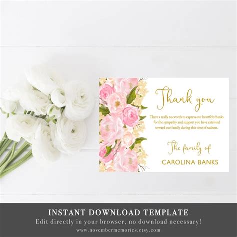 Funeral Thank You Cards Sympathy Thank You Notes Bereavement Etsy