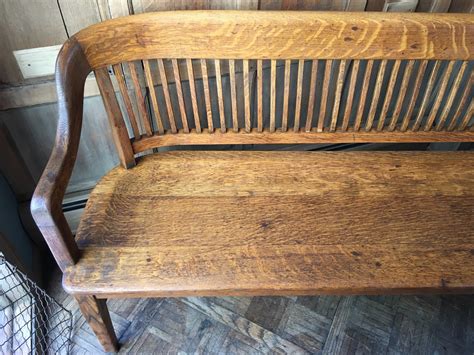 Get up to 70% off now! Antique Wood Bench, Oak Deacons Bench, Wood Entryway Bench