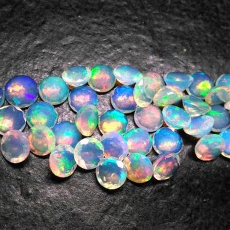 10 Pieces 4mm Ethiopian Opal Faceted Round Loose Gemstone Etsy