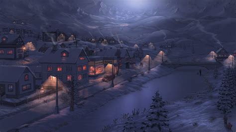 Snowy Winter Evening With Colors By Fel X On Deviantart