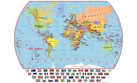 Childrens World Wall Map Large Political Coloured Laminated