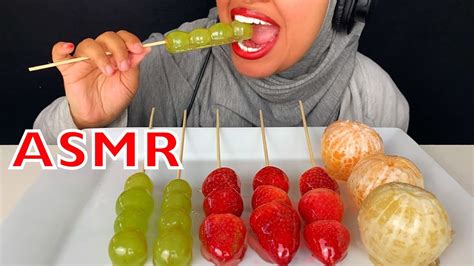 Asmr Candied Fruit Tanghulu Lemon Strawberry Eating Sounds No Talking Diamond Asmr