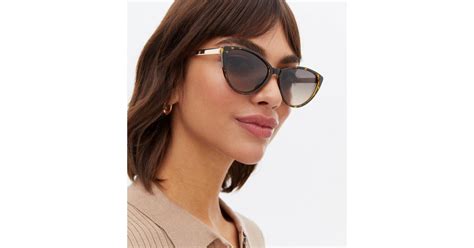 dark brown tortoiseshell cat eye sunglasses new look