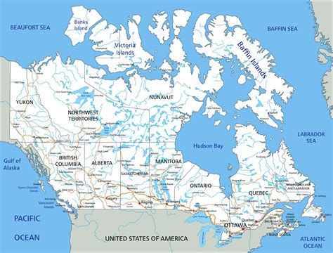 All regions, cities, roads, streets and buildings satellite view. Map of Canada - Guide of the World