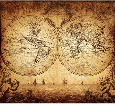 Vintage Old World Map Poster Print Art 1733 Nautical Sailing Ship Map