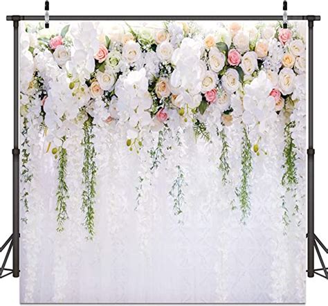 Dudaacvt 10x10ft White Flower Backdrop Curtain Floral 3d