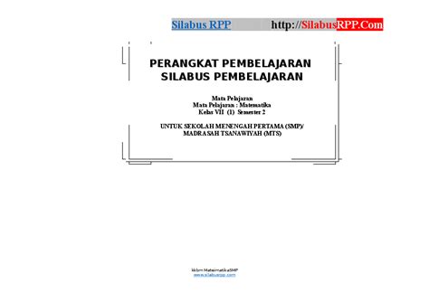 Berikut mafia online sajikan daftar isi materi matematika smp kelas 8 (viii) semester i (ganjil). Silabus Matematika Kelas 7 Semester 2 Covid 19 - Contoh ...