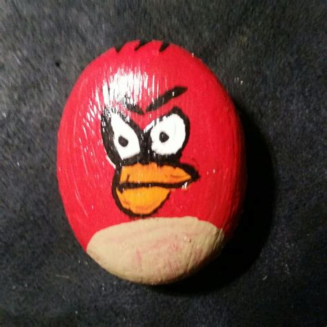 Red Angry Birds Painted Rock Painted Rocks Red Angry Bird Rock