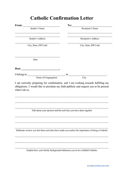 Catholic Confirmation Letter Template Download Printable Pdf