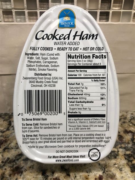 12 Bristol Cooked Ham Canned Ham 16oz 1lb One Dozen Free Ship Buync