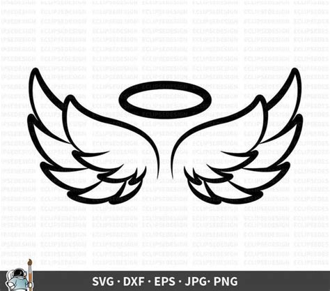 Angel Wings Svg Angel Wing Vector Angel Svg Halo Svg Angel Etsy