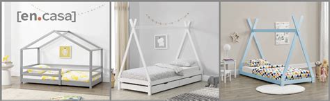 Encasa Lit Enfant Design Maison Cadre Structure Lit Bois Blanc