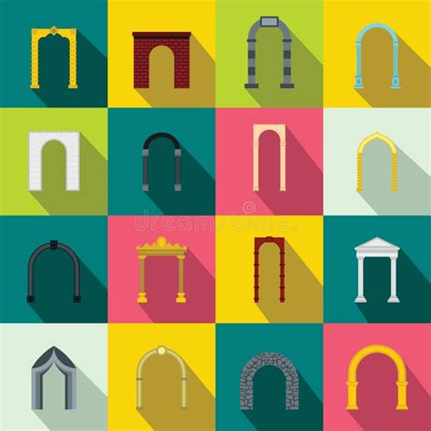 Arch Set Icons Flat Style Stock Illustration Illustration Of Black