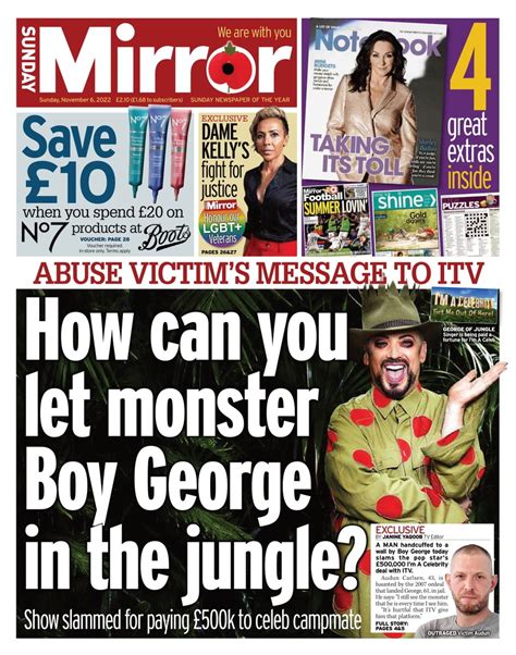 sunday mirror front page 6th of november 2022 tomorrow s papers today