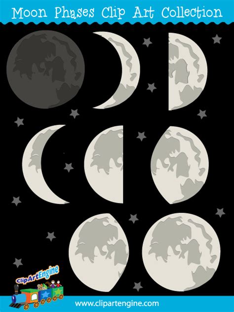 Moon Phases Clip Art Collection For Personal And Commercial Use