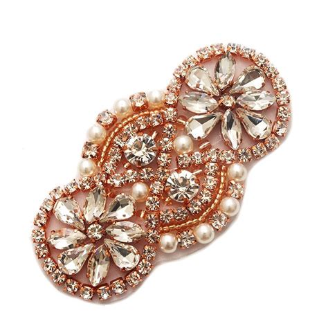 Free delivery and returns on ebay plus items for plus members. Rose Gold Applique Beaded w Crystal Rhinestones and Pearls