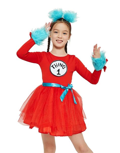 Girls Dr Seuss Cat In The Hat Things Costume Set Book Week Dr Seuss