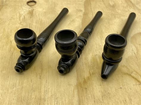 Long Carved Black Wooden Pipes Sunflower Pipes Brooklyns Best Smoke Shop