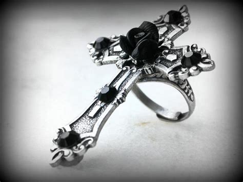 Black Rose Gothic Cross Ring By Leboudoirnoir On Deviantart