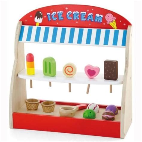 Childrenskids Wooden Ice Cream Lolly Shop Pretend Play Set Food