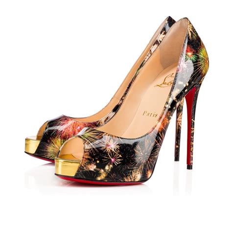 Christian Louboutin New Very Prive 120 Multi Gold Patent Leather Women Shoes Christian