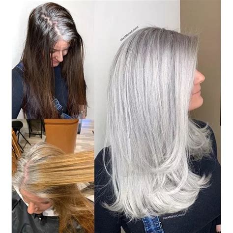 How To Transition Box Dye Color To All Over Gray Or Silver With Images Long Gray Hair