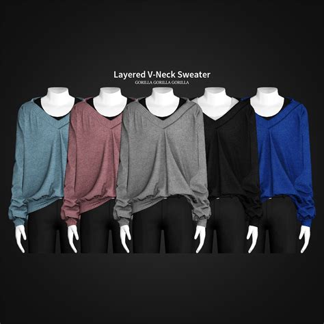Layered V Neck Sweater At Gorilla Sims 4 Updates