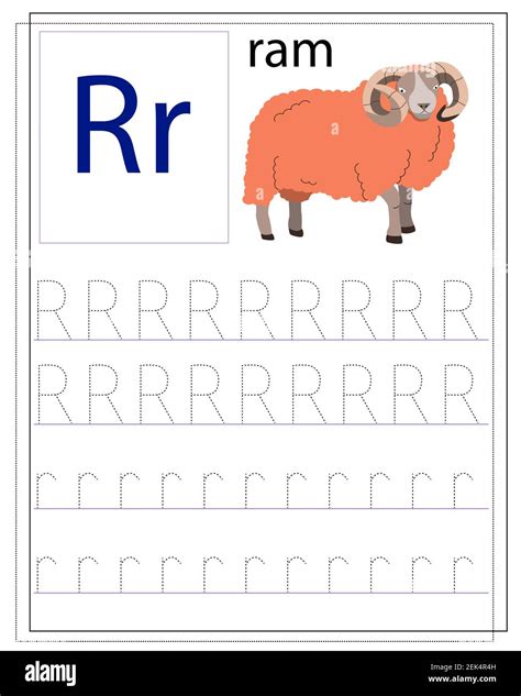 Una Hoja De Trabajo Para Niños Con La Letra R Para Aprender El Alfabeto