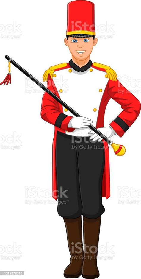 Cute Boy Wearing Marching Band Leader Costume Stock Illustration
