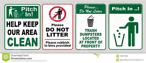Green And White Trash Pick Up Signs Stock Illustration Illustration