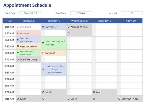 Excel Calendar Chart Template