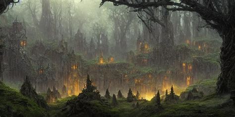 An Ancient Elven City In The Forest By Andreas Rocha Stable