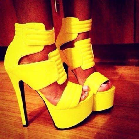 Neon Yellow Straps High Heel Sandals