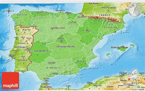 Political Shades 3d Map Of Spain Physical Outside