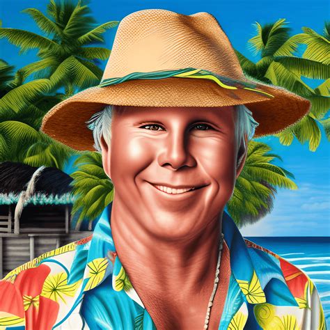 Graphic Of Young Jimmy Buffett In Hyper Realistic Intricate Detail