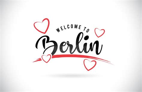 Berlin Welcome To Word Text Mit Handgeschriebenem Guss Und Goldenem Tex