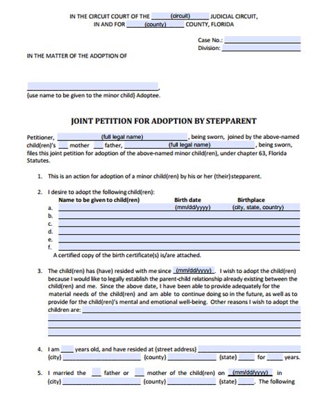An agreement between the parents: Florida Adoption Forms: A List of Forms and Instructions