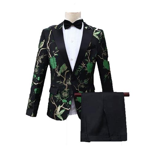 To choose the correct size for you measure your body as follows how to purchase: Men's Tuxedo Costume Stylish Embroidery Floral Pattern for ...